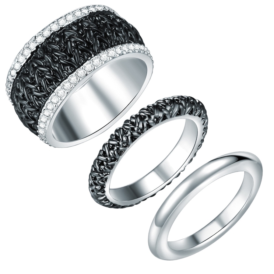 Lulu & Jane Ring Metall-Legierung verziert mit Kristallen von Swarovski in Silber 58 Damen