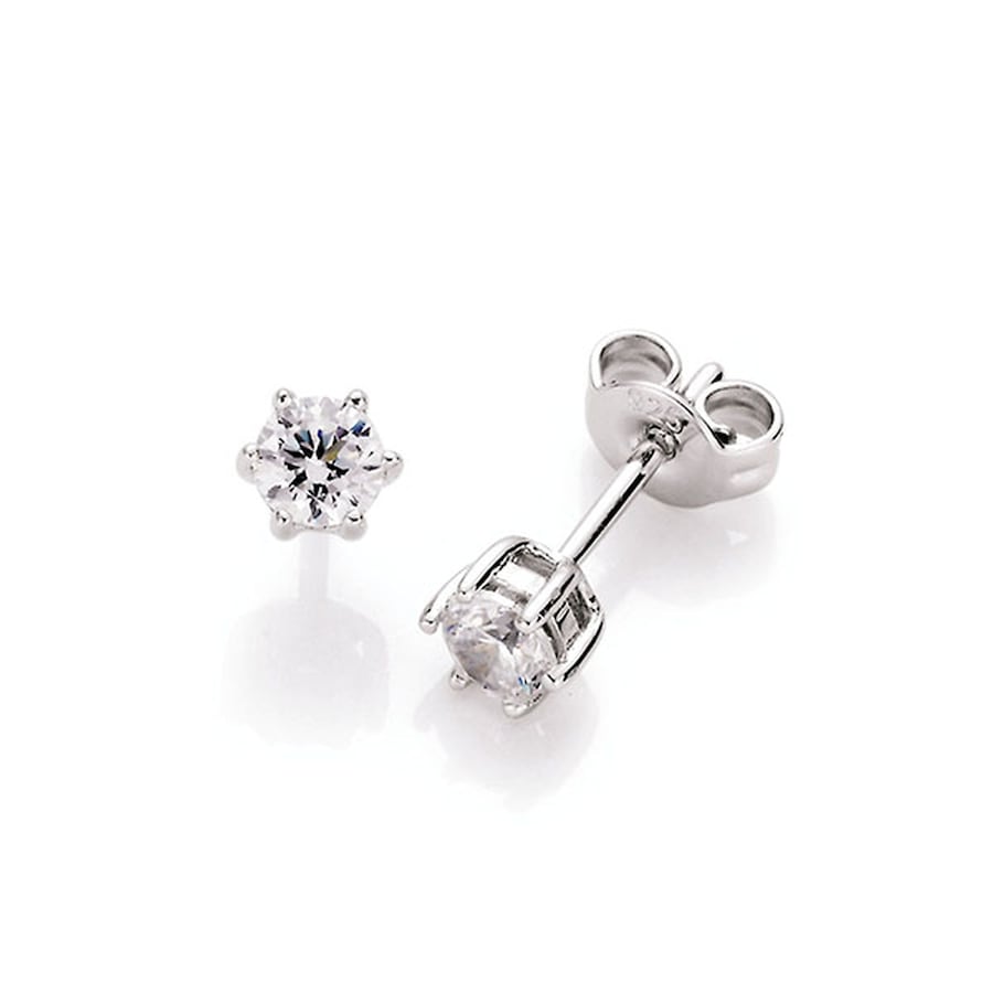 Smart Jewel Ohrstecker Zirkonia in Krappenfassung, Silber 925 ca. Ø 4mm Damen