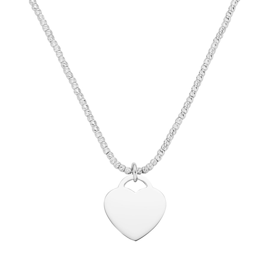 Giorgio Martello Milano Kette Kugelkette diamantiert mit Anhänger Herz, Silber 925 Damen