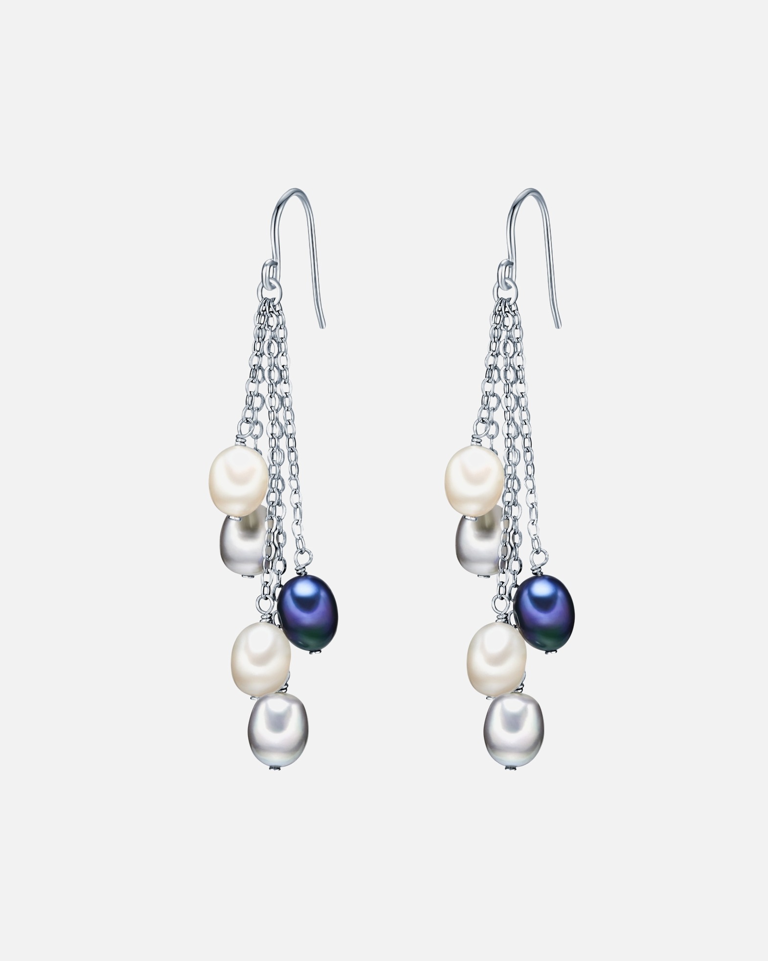 Ohrringe für Weiblich Valero Pearls Perlen-Ohrhänger aus Sterling Silber in silber mit Süßwasser-Zuchtperle 28,0 mm