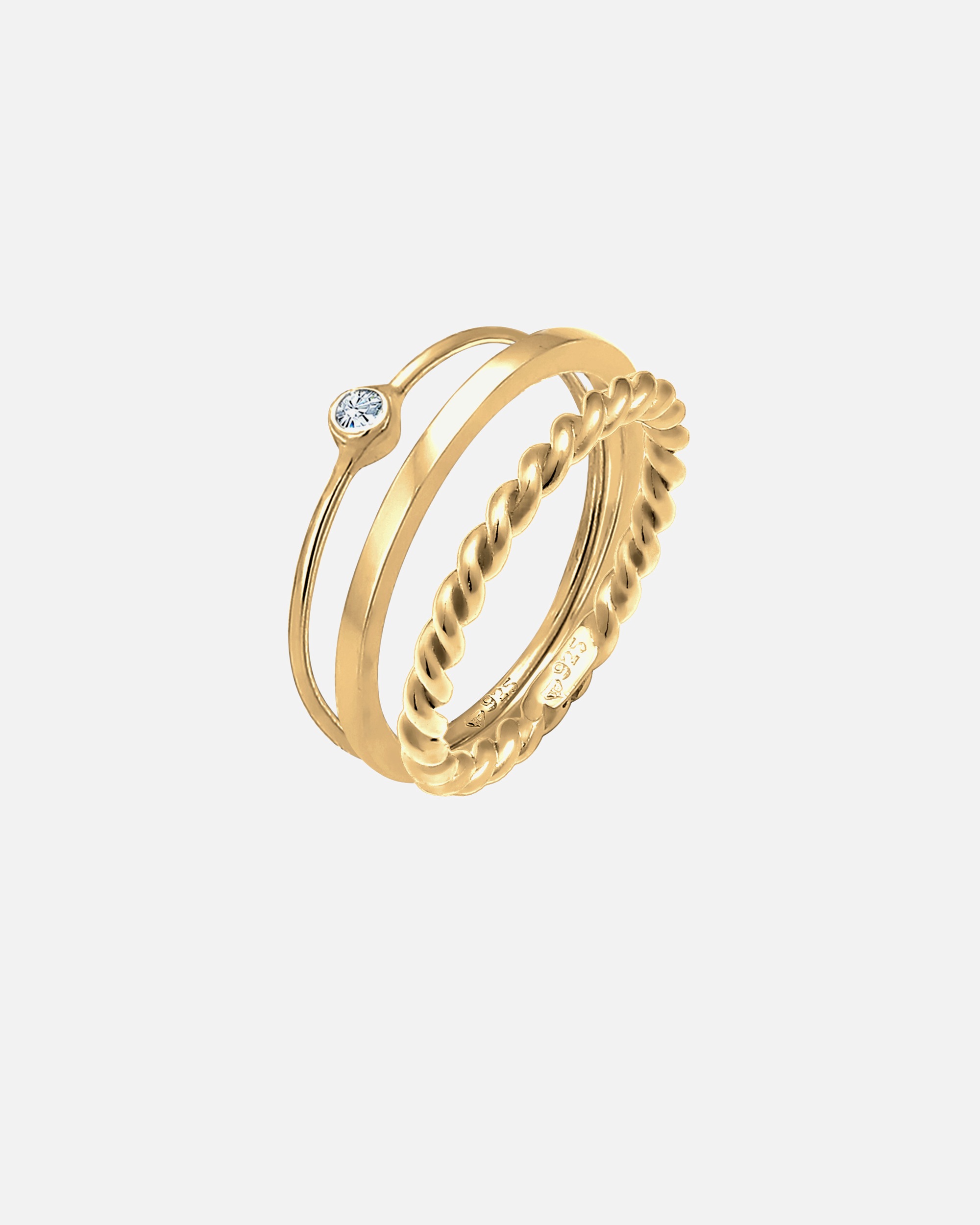 Ring für Weiblich Elli Ringset Solitär 925 Silber, mit Kristallen von Swarovski® 56