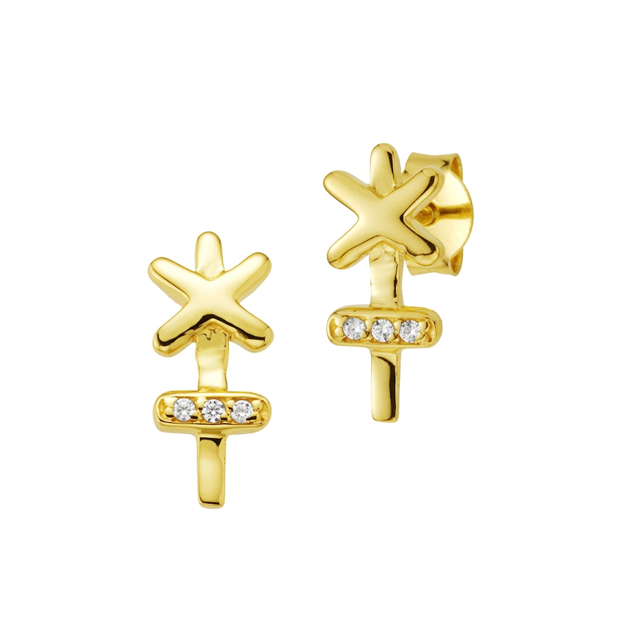 caï Ohrstecker 925/- Sterling Silber Zirkonia weiß gelb vergoldet Damen