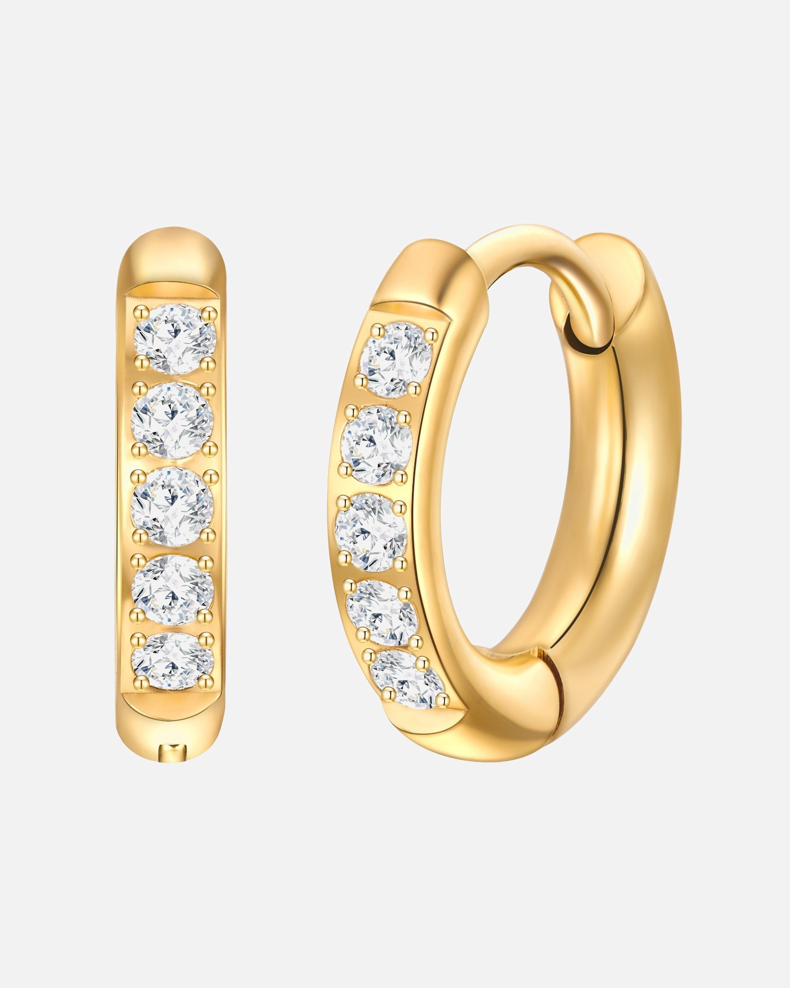 Creolen für Weiblich Eastside Creolen Edelstahl Zirkonia in Gelbgold Gold