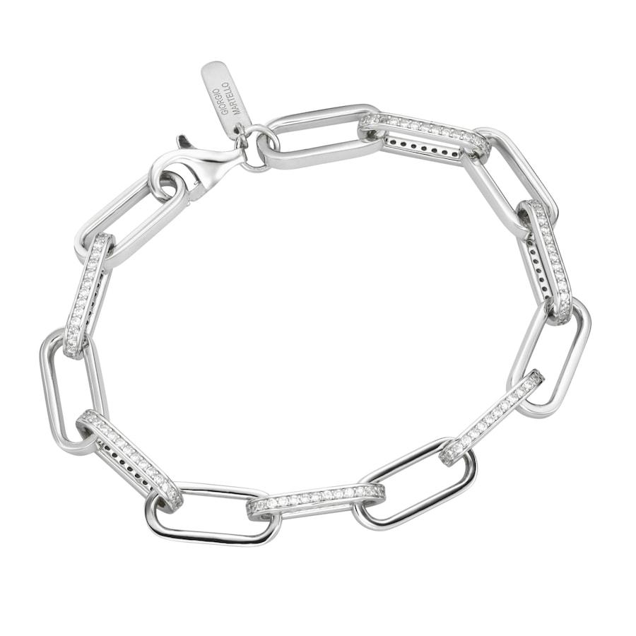 Giorgio Martello Milano Armband Gliederkette mit Zirkonia, Silber 925 19 cm Damen