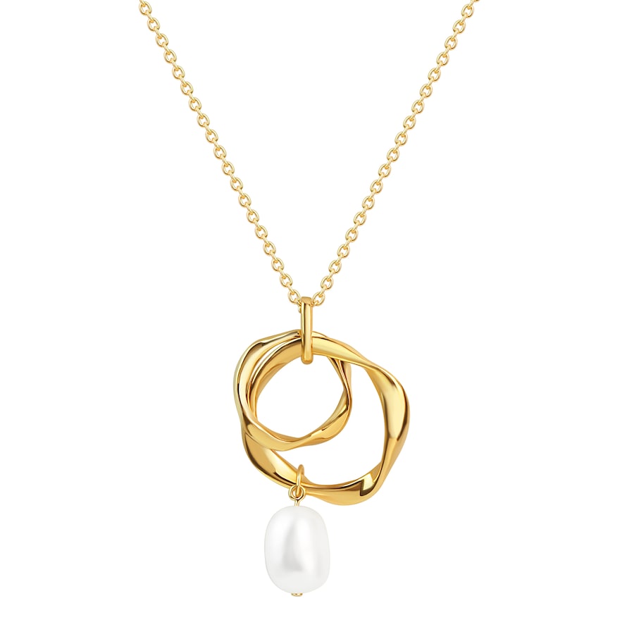 Celesta Anhänger mit Kette 925/- Sterling Silber Süßwasserzuchtperle weiß gelb vergoldet Damen