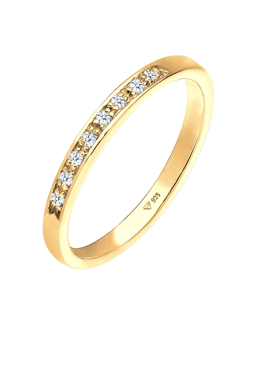 Elli DIAMONDS Aufsteckring Funkelnd Diamant (0.04 ct) 925 Silber 56 Damen