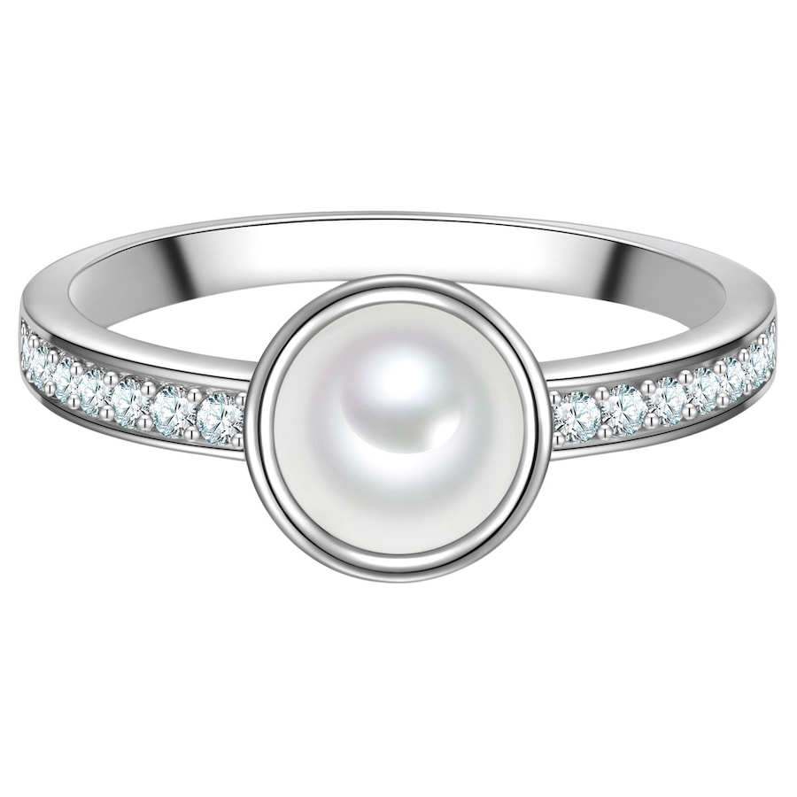 Trilani Ring aus Sterling Silber in silber mit Zirkonia Muschelkernperle 56 Damen