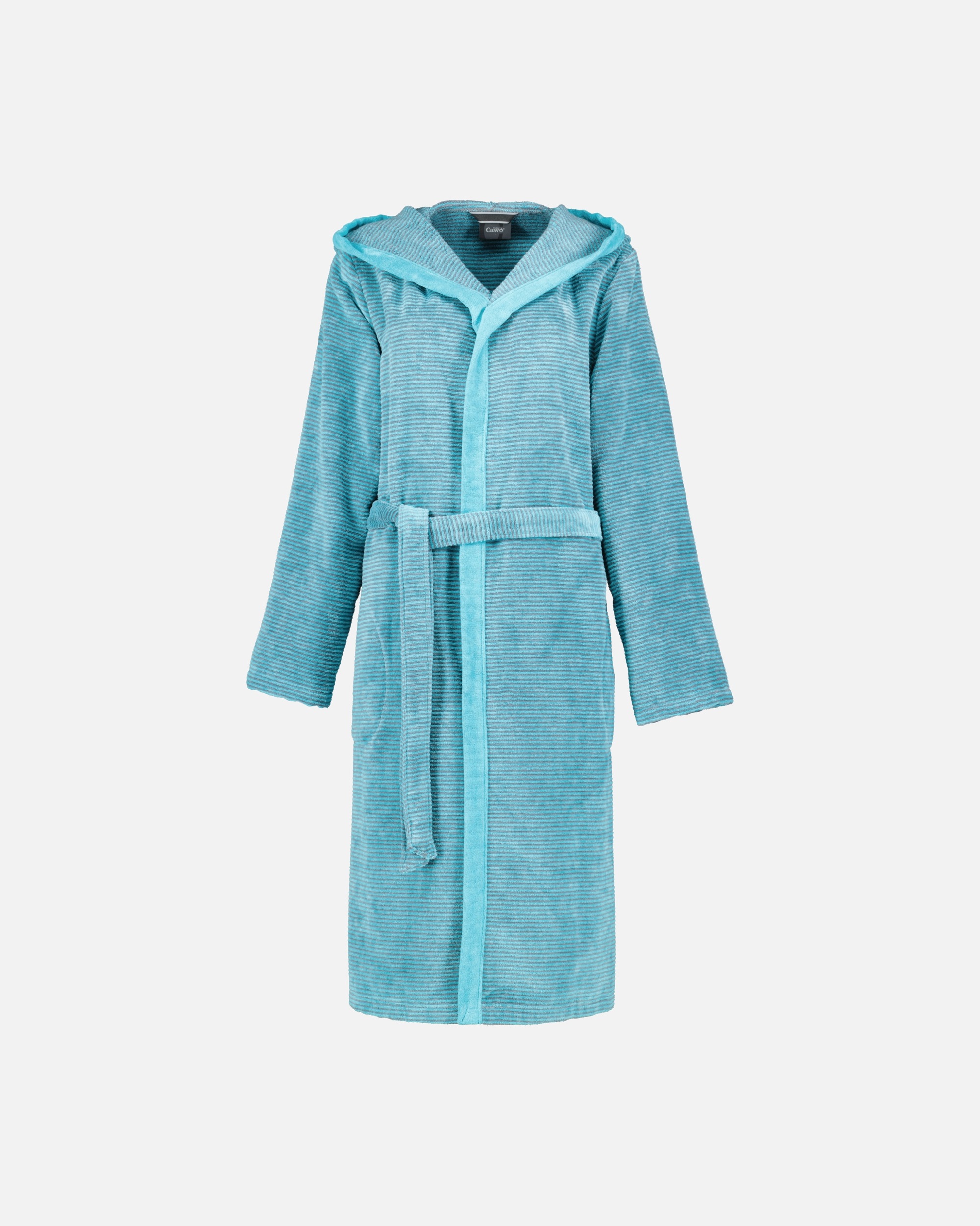 Bademantel für Weiblich Cawö Cawö Bademäntel Damen Kapuze Two-Tone 6425 türkis - 47 L
