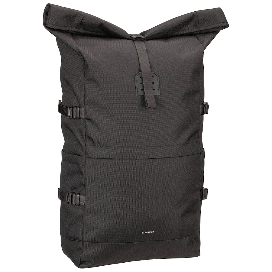 Sandqvist Rucksack Icon BP L Black/Black Leather Schwarz