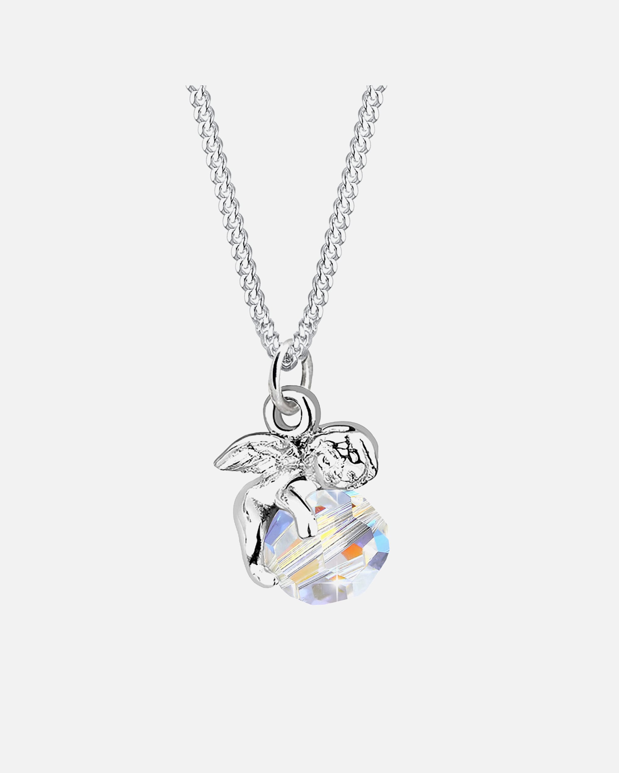 Halskette für Weiblich Elli Engel Kugel Flügel Kristall 925 Sterling Silber Weiß