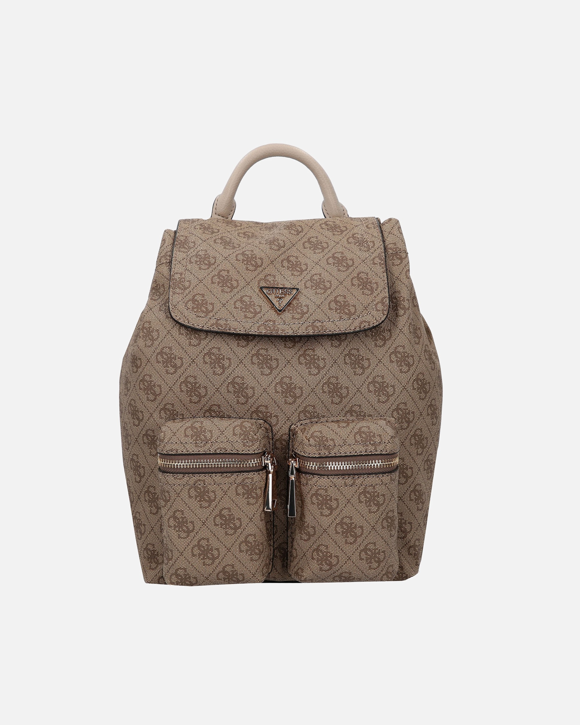 Rucksack für Weiblich Guess Rucksack Manhattan II Flap latte logo