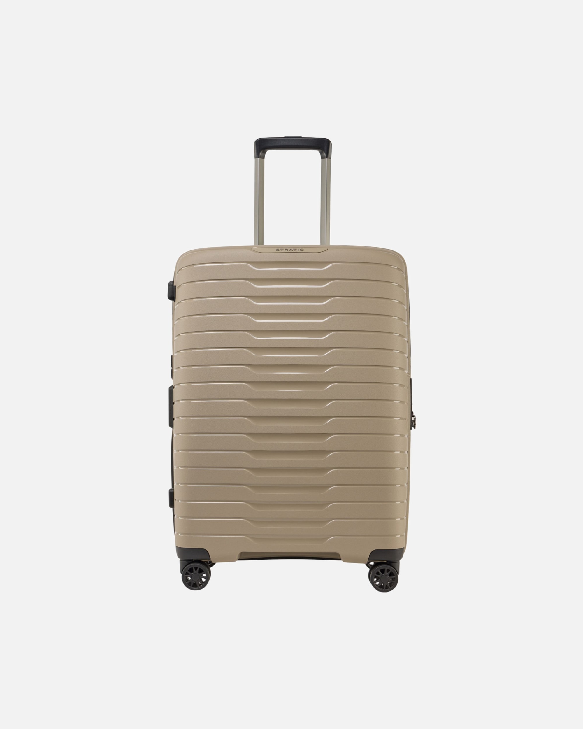 Koffer für Männlich Stratic Novium 4 Rollen Trolley M 65 cm mit Dehnfalte sand