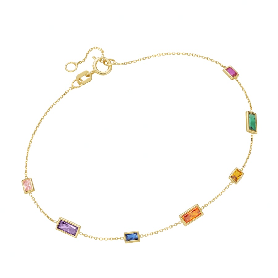 Luigi Merano Armband mit farbigen Steinen, Gold 375 19 cm Violett Damen