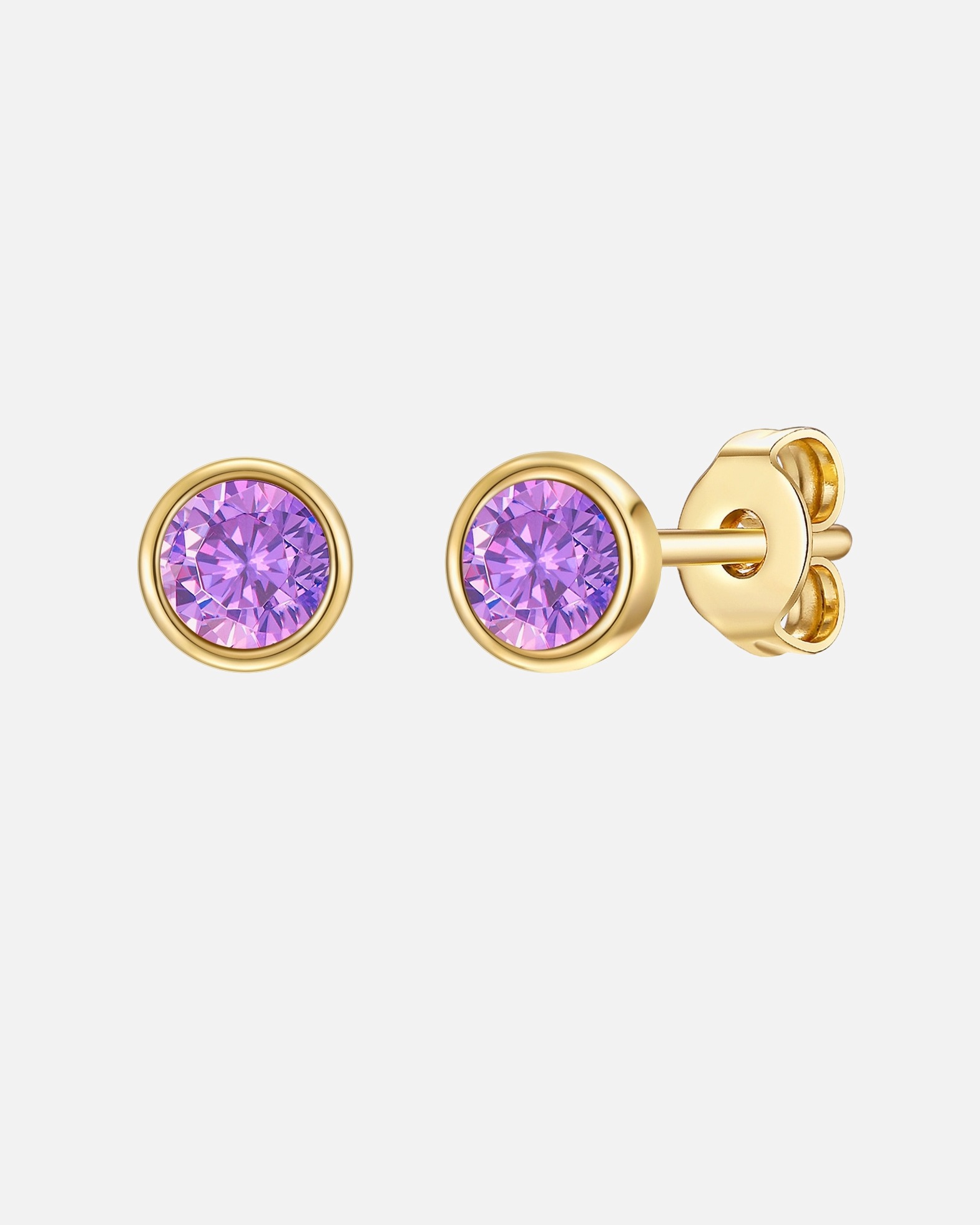 Ohrringe für Weiblich Glanzstücke München Ohrstecker Sterling Silber Amethyst in Gelbgold 5,5 mm