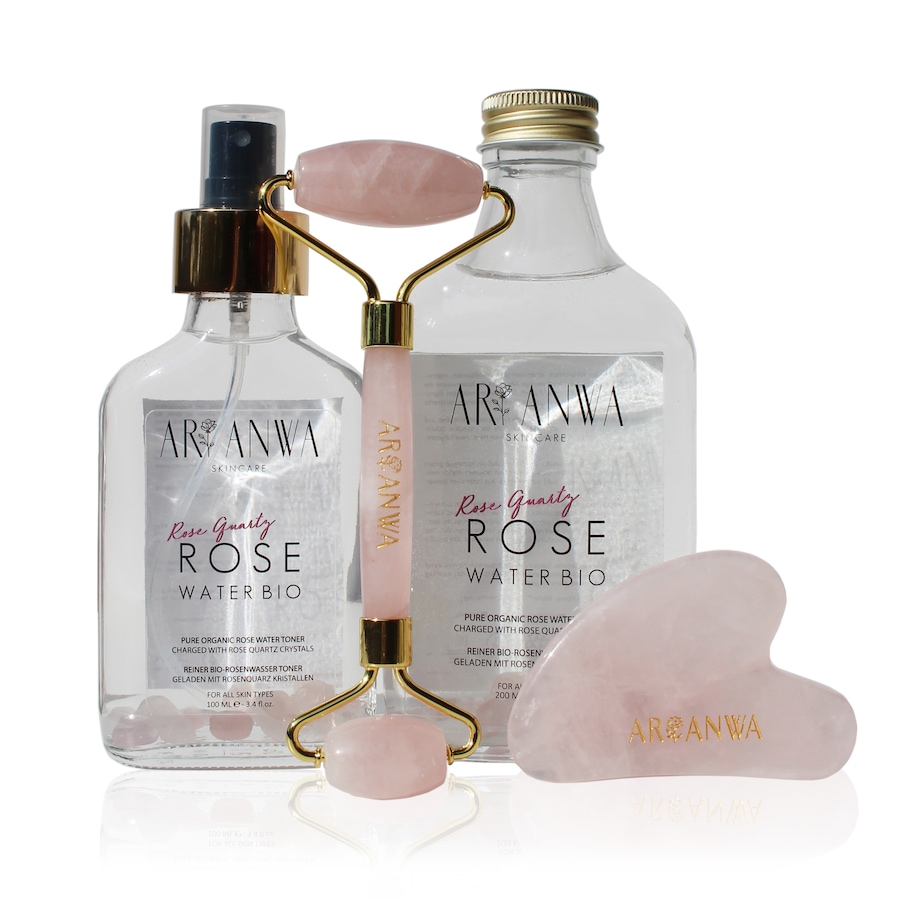 ARI ANWA Skincare Rosenquarz Glow | Beauty Tools & Rosenwasser Set 300 ml