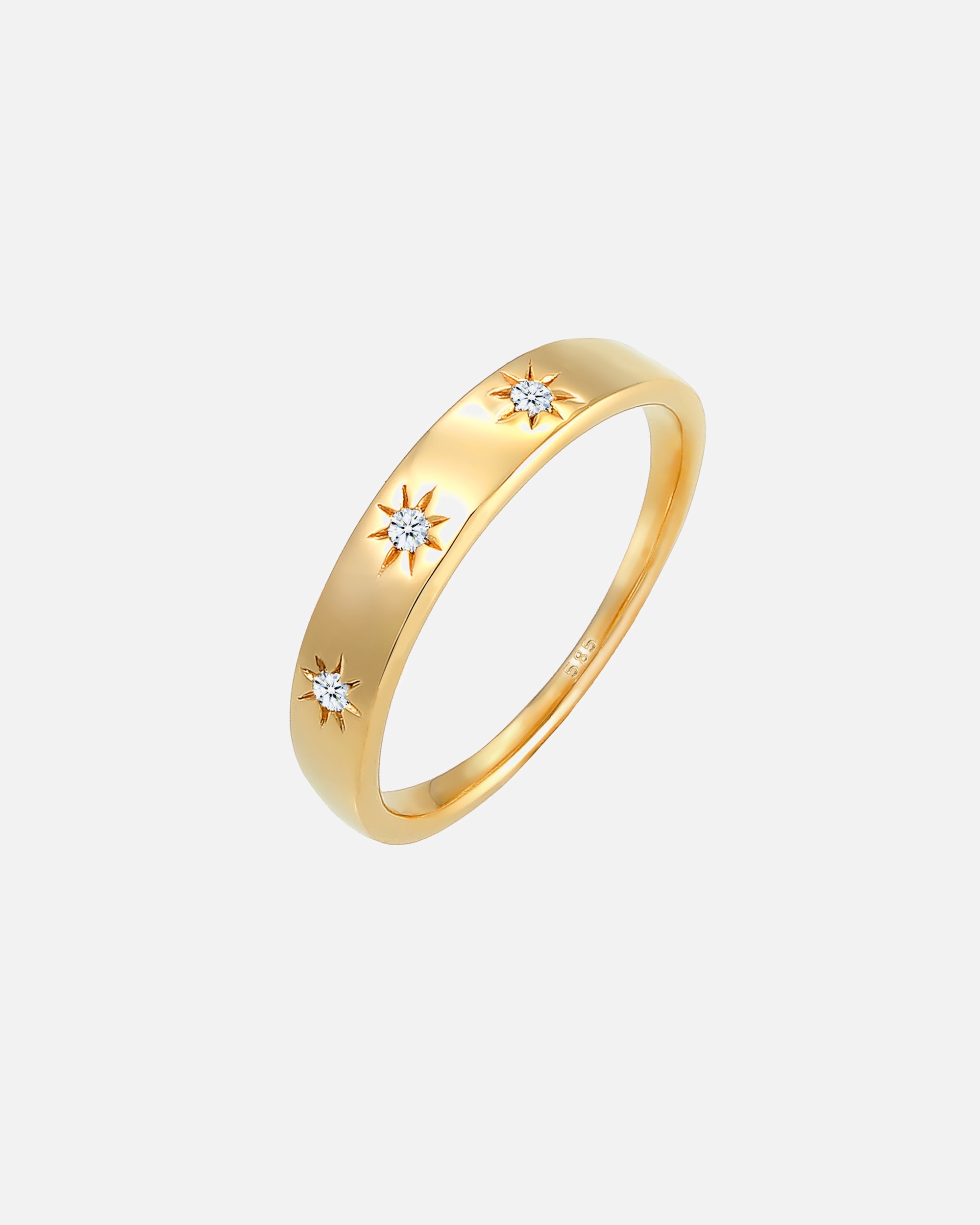 Ring für Weiblich Elli DIAMONDS Verlobung Stern Diamant (0.045ct.) 585 Gelbgold 56