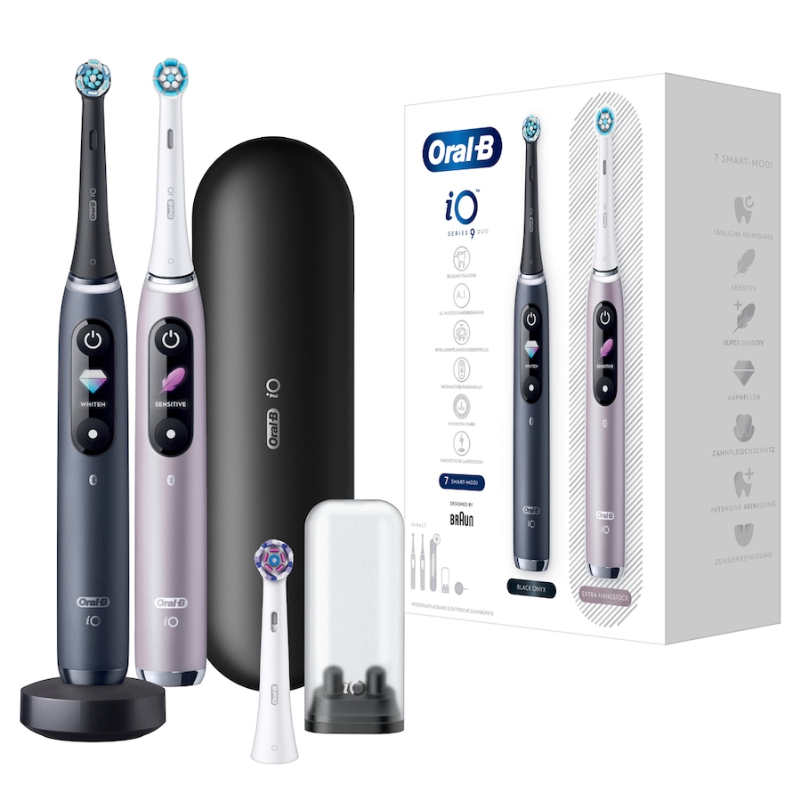 Oral-B iO 9+2. Handstück in Schwarz/Rose & Lade-Reiseetui