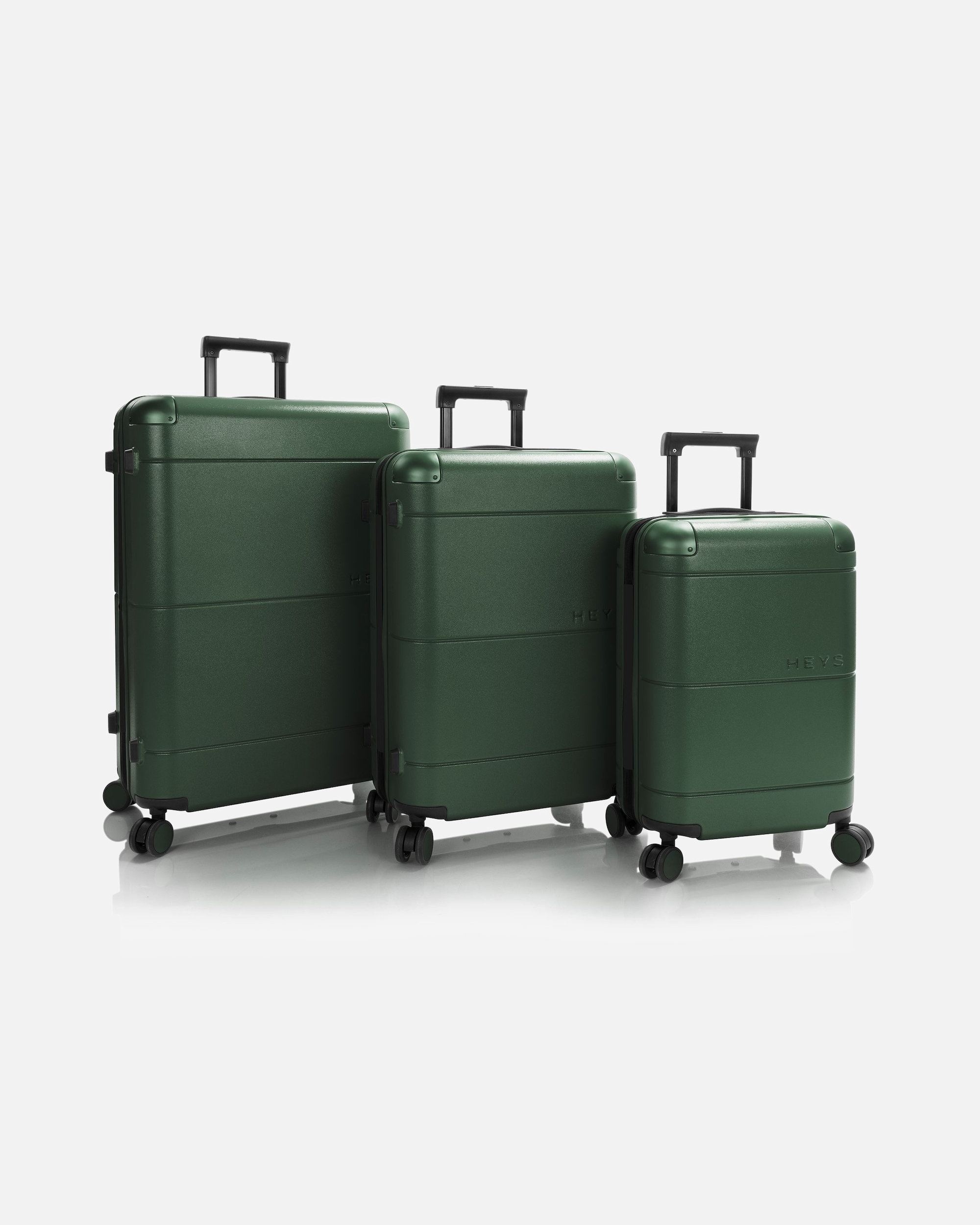 Koffer für Männlich Heys Zen 4 Rollen Kofferset 3-teilig mit Dehnfalte green