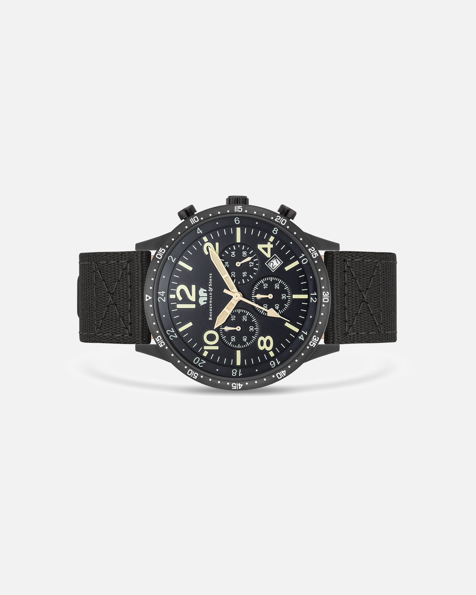 Uhr für Männlich Rhodenwald & Söhne Chronograph Flight Captain in Silber Nylon in Grün 43,8 mm