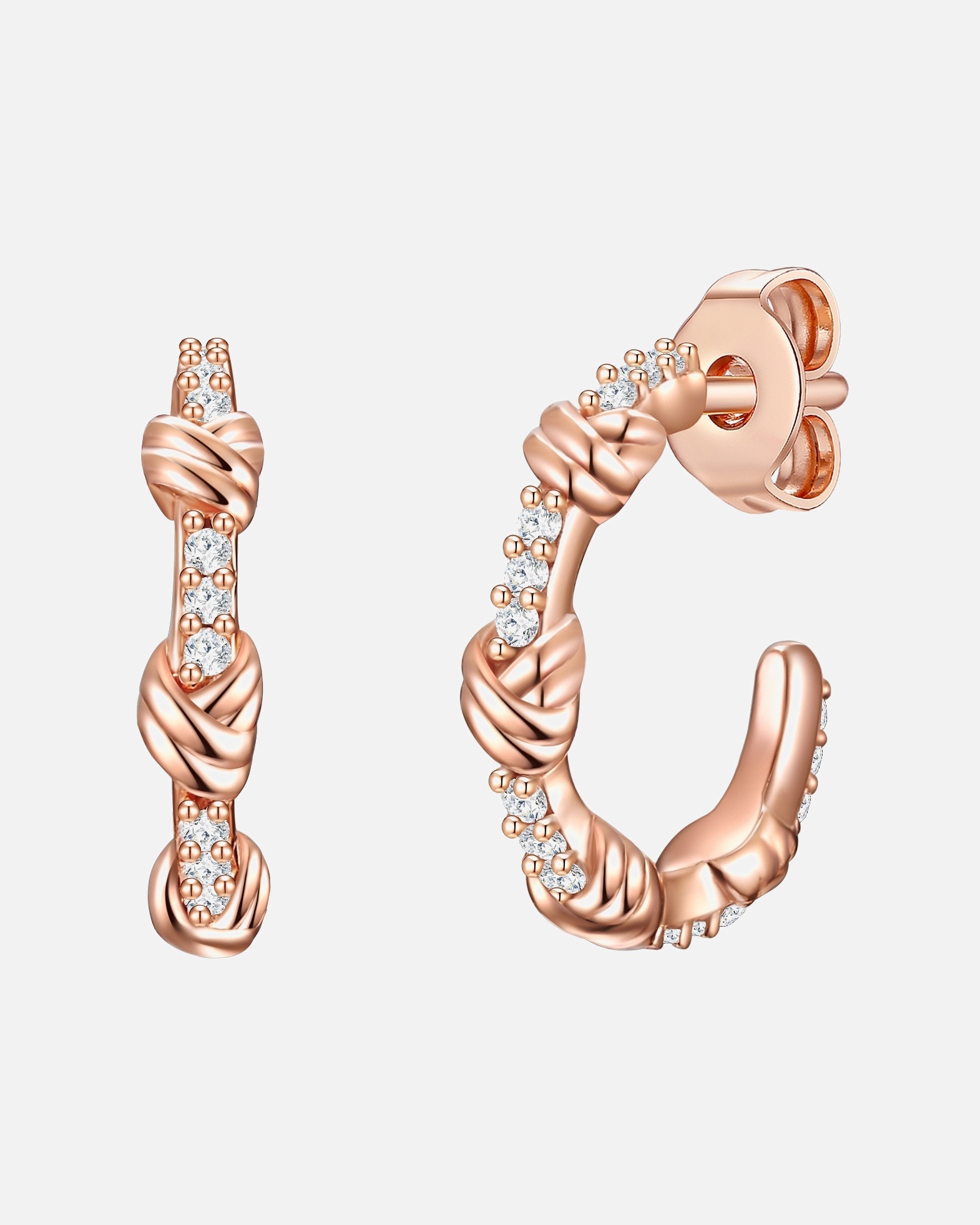 Ohrringe für Weiblich Glanzstücke München Creolen Sterling Silber Zirkonia in Roségold 13,8 mm