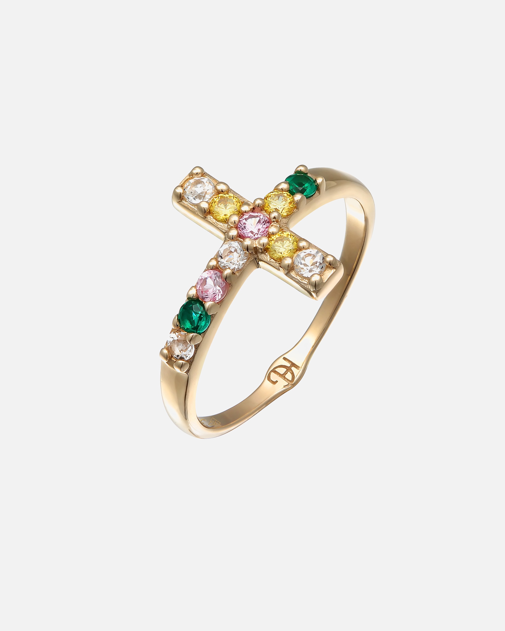Ring für Weiblich Haze & Glory Default Brand Line Edelstein Kreuz - Vivid 375er Gelbgold 56