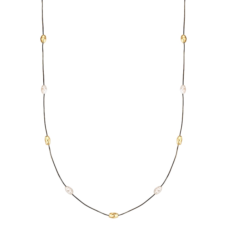 Yokoamii Halskette aus Messing in gelbgold mit Perle (synth.) 72,0 cm Basiskette + 5,0 Verlängerung Damen