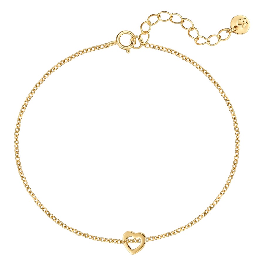 Glanzstücke München Armband Herz aus Sterling Silber in gelbgold 17,0 cm Basislänge + 3,0 Verlängerung Damen
