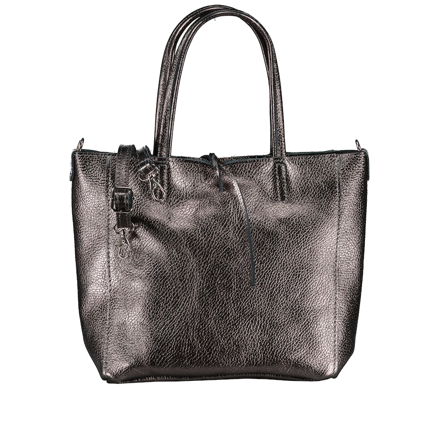Hausfelder Manufaktur Handtasche Metallic Anthra Damen
