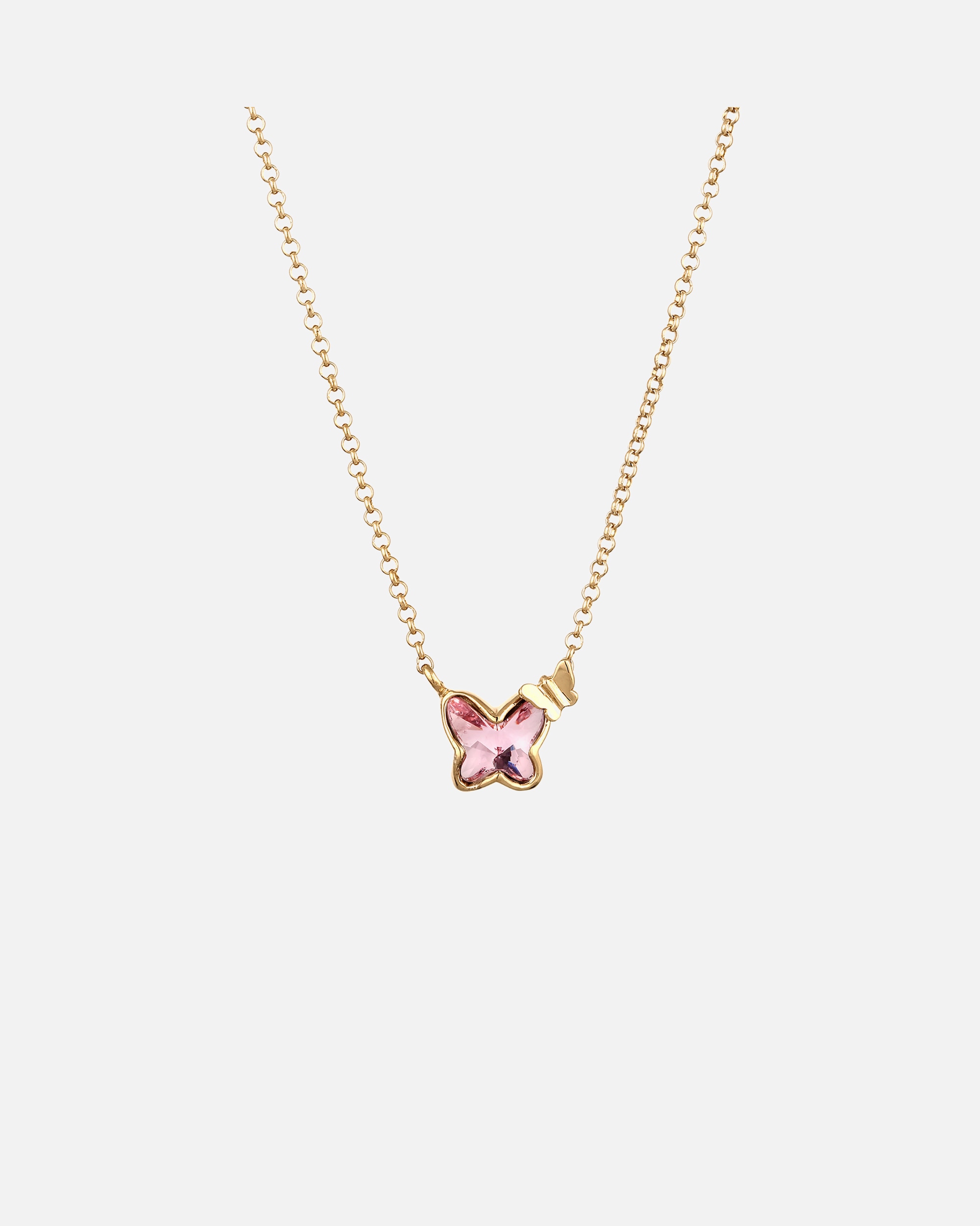 Halskette für Weiblich Nenalina Schmetterling Glas Kristalle Weiß 925 Sterling Silber goldfarben