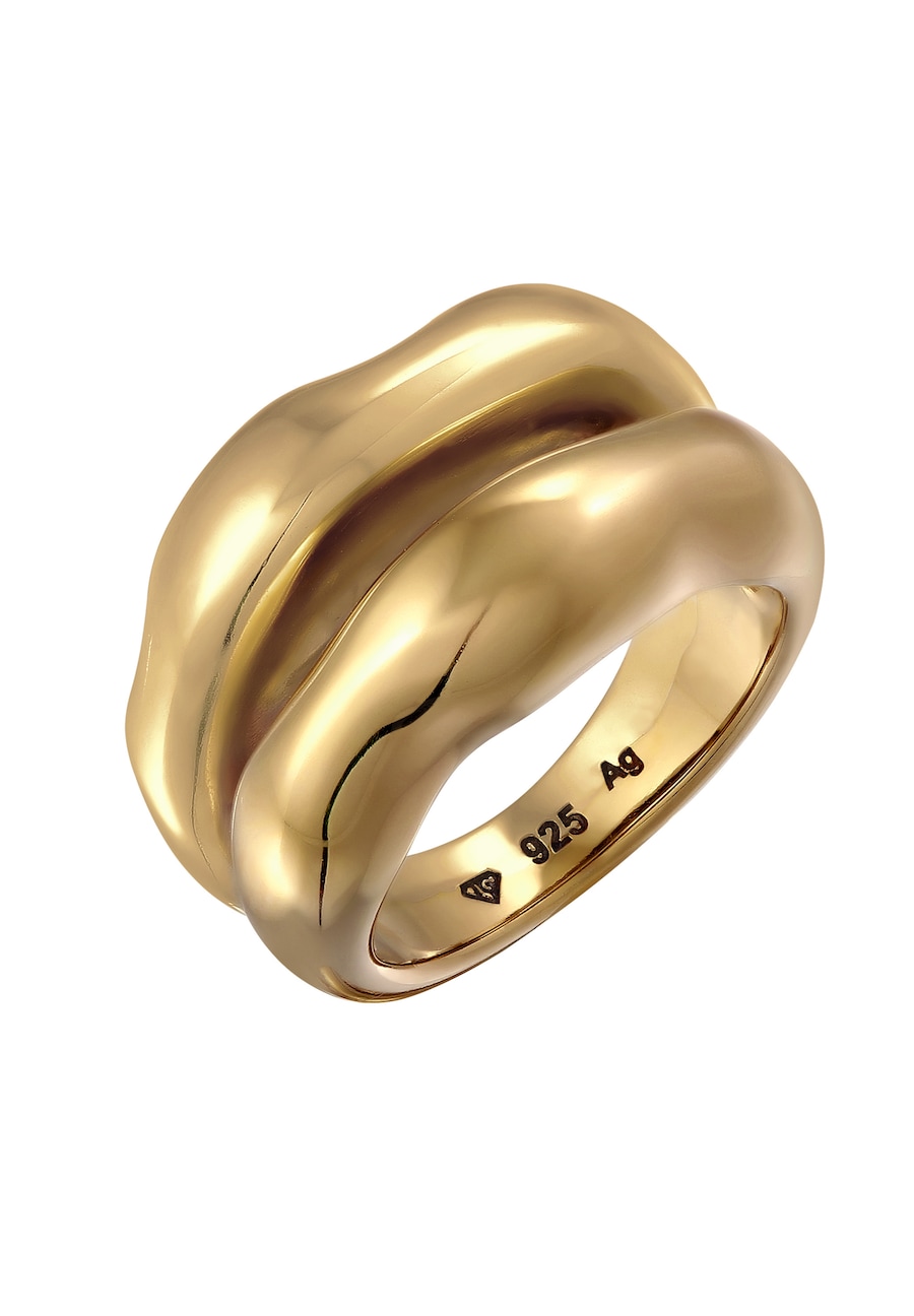 Elli PREMIUM Bandring 925 Sterling Silber vergoldet 52 Damen