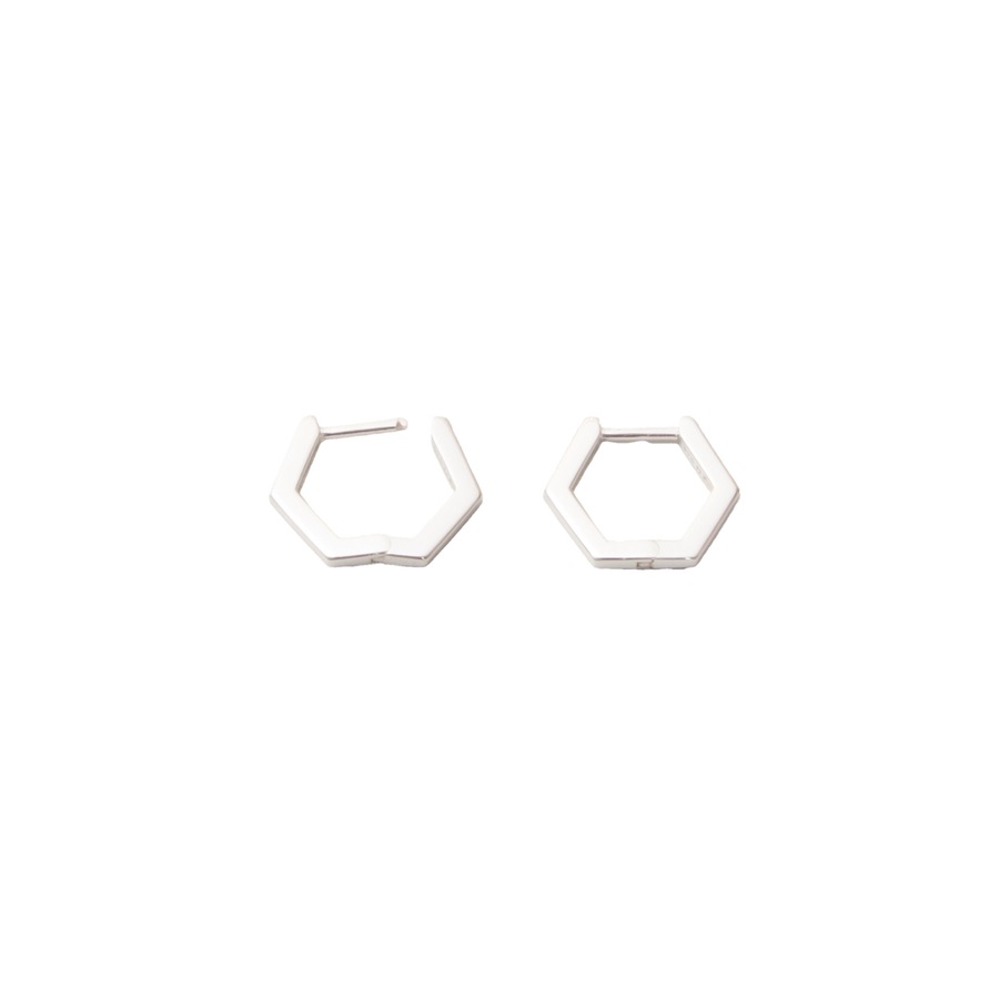 fejn Ohrringe Hexagon Huggie nachhaltiger Echtschmuck Silber Damen