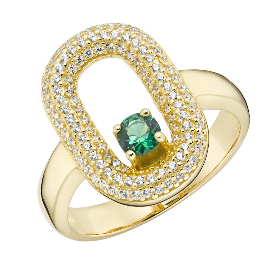 Giorgio Martello Milano Ring mit Zirkonia und Kristallstein, Silber 925 56 Grün
