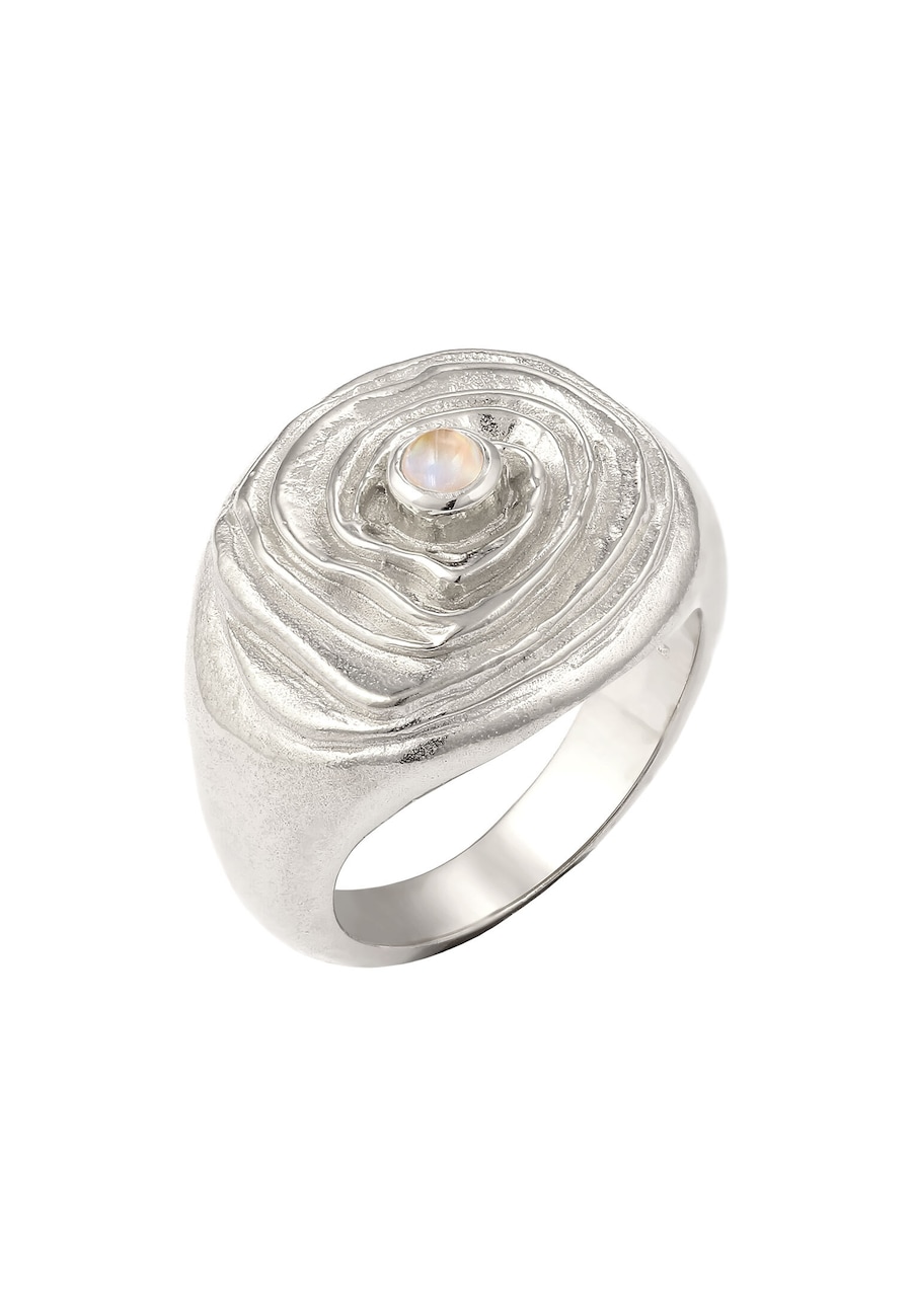 Haze & Glory Kreis Rund Mondstein Weiß 925 Sterling Silber 58 Damen