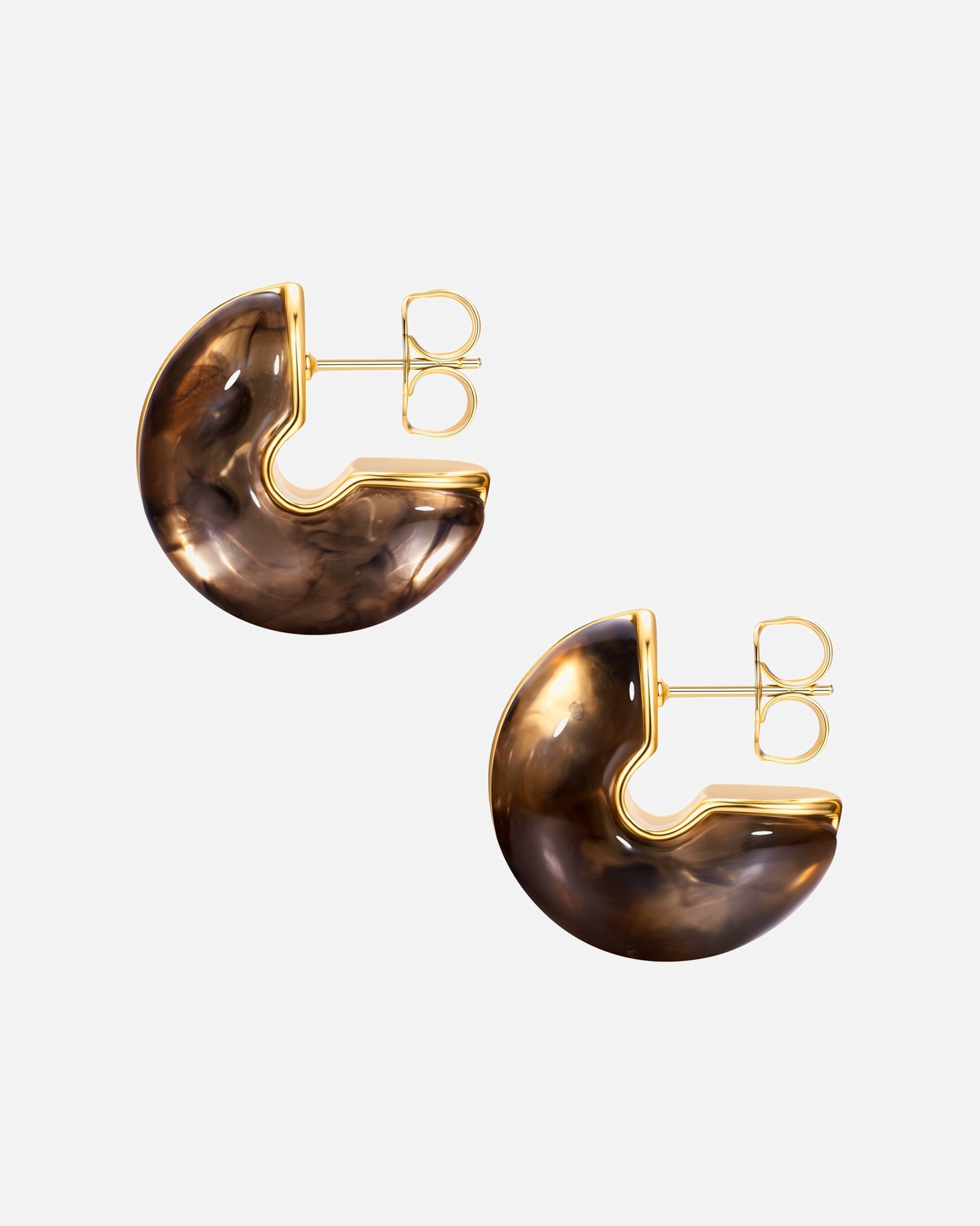 Ohrringe für Weiblich Yokoamii Ohrstecker aus Metall-Legierung in gelbgold mit Kunststoff 24,8 mm