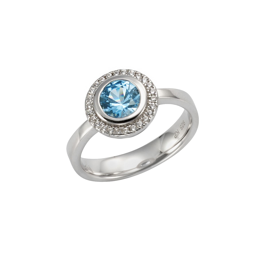 Celesta Ring 925/- Sterling Silber sy. Blautopas blau 054 (17,2) Weiss Damen