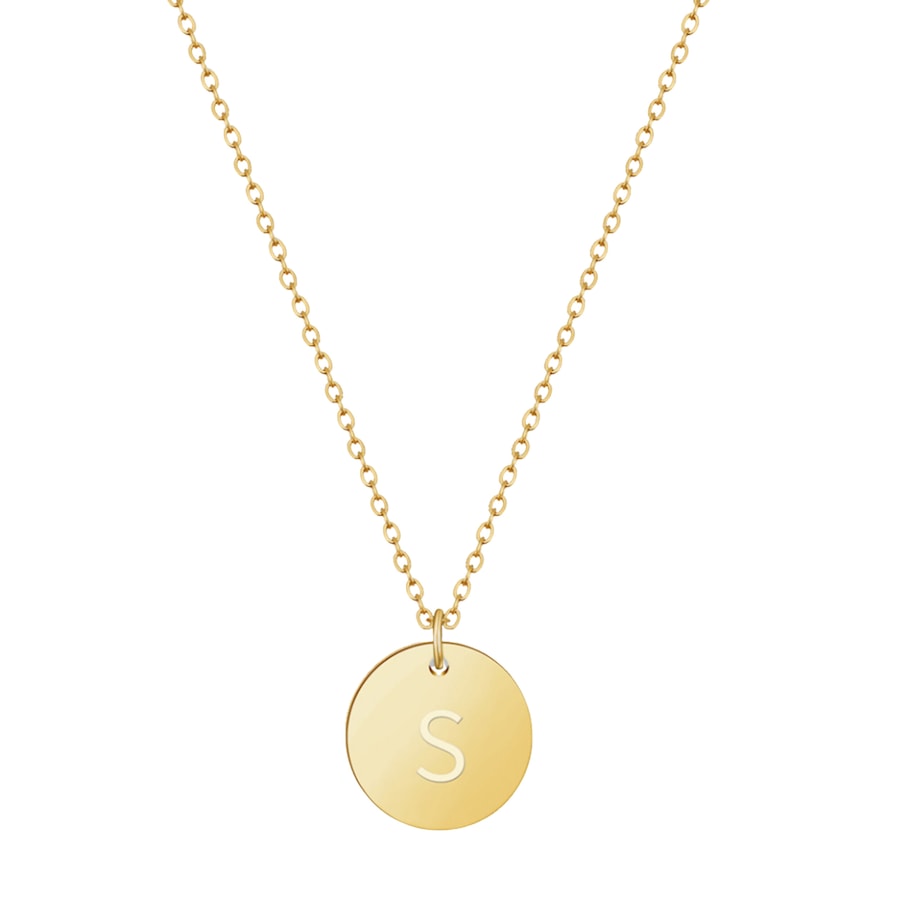 GOOD.designs Namenskette 18 K vergoldet mit Buchstaben-Coin S Onesize Damen