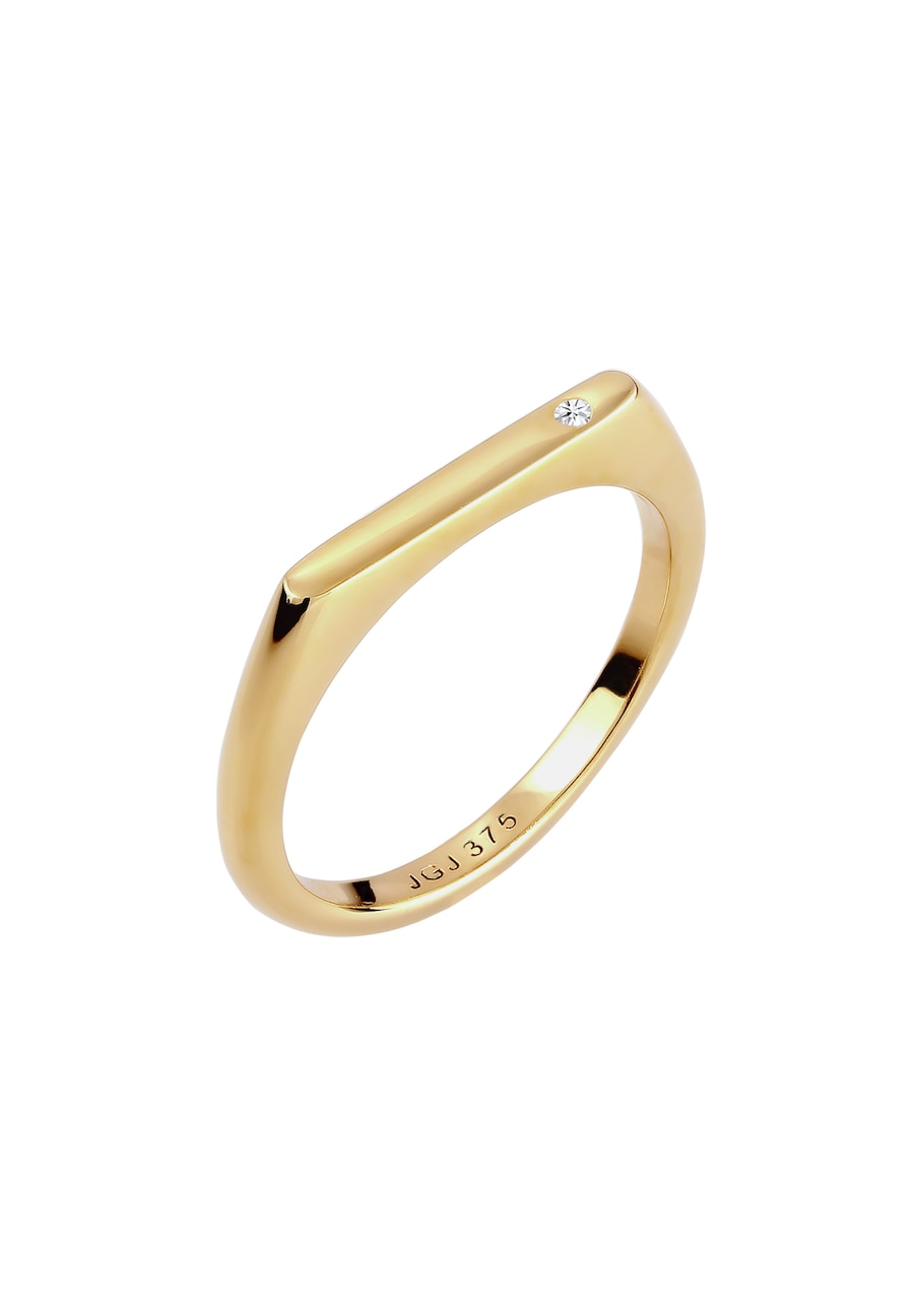 KUZZOI Siegelring Laborgezüchteter Diamant Weis (0.02 ct) 375 Gelbgold 60 Herren