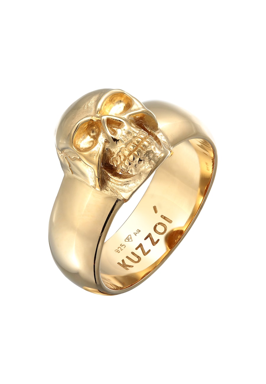 KUZZOI Herren Siegelring Totenkopf Oxidiert 925er Silber 62