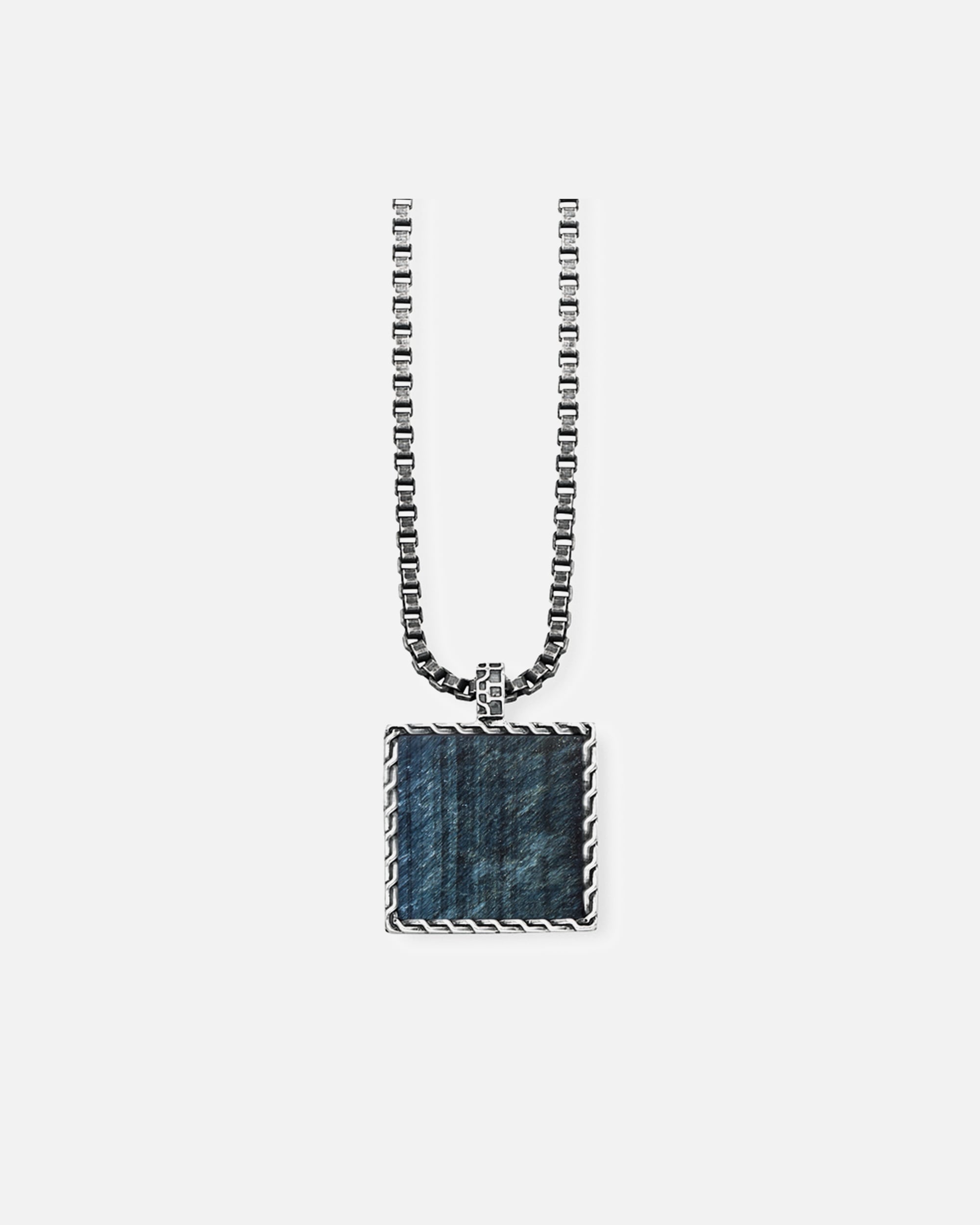 Halskette für Männlich caï Anhänger mit Kette 925/- Sterling Silber Tigerauge blau 4,00ct 55cm