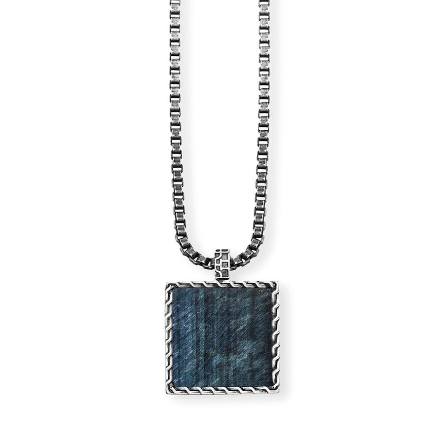 caï Anhänger mit Kette 925/- Sterling Silber Tigerauge blau 4,00ct 55cm Herren
