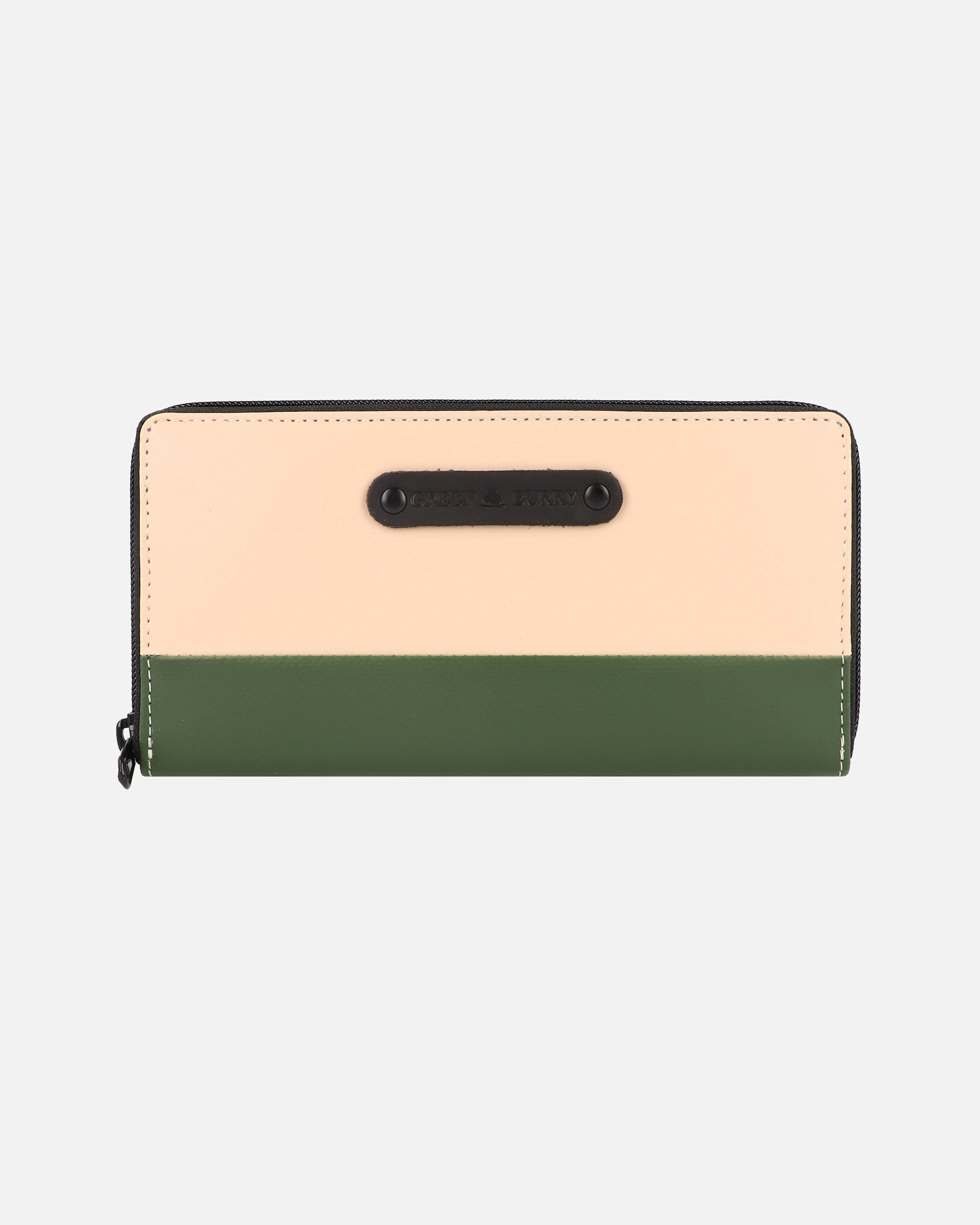 Portemonnaie für Weiblich Greenburry Upcycled Tarpaulin Damengeldbörse beige-olive
