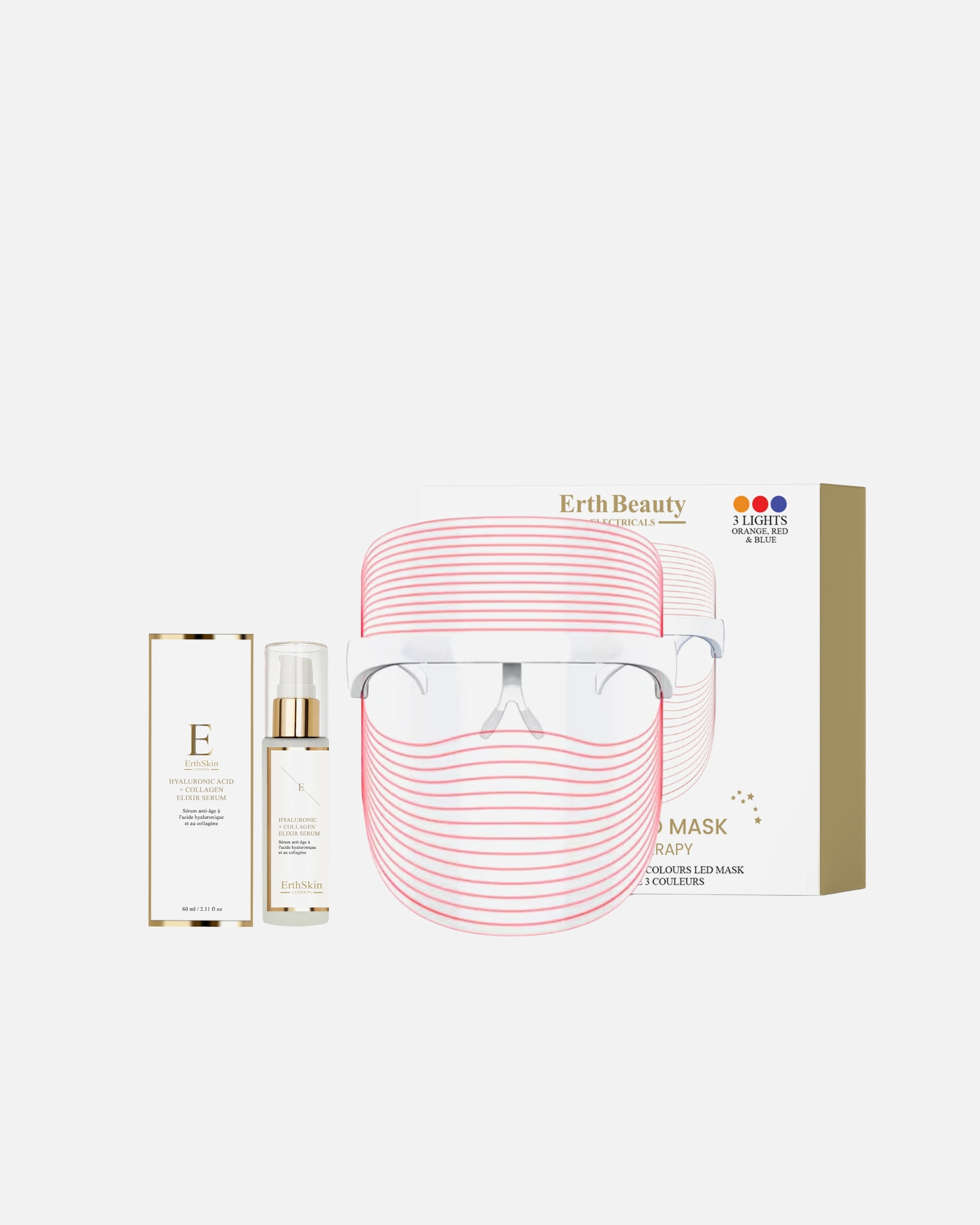 Gesichtsmassagegerät für Unisex ErthSkin London LED Maske 3 Farben Duo Hyaluron Kollagen 1 Stück