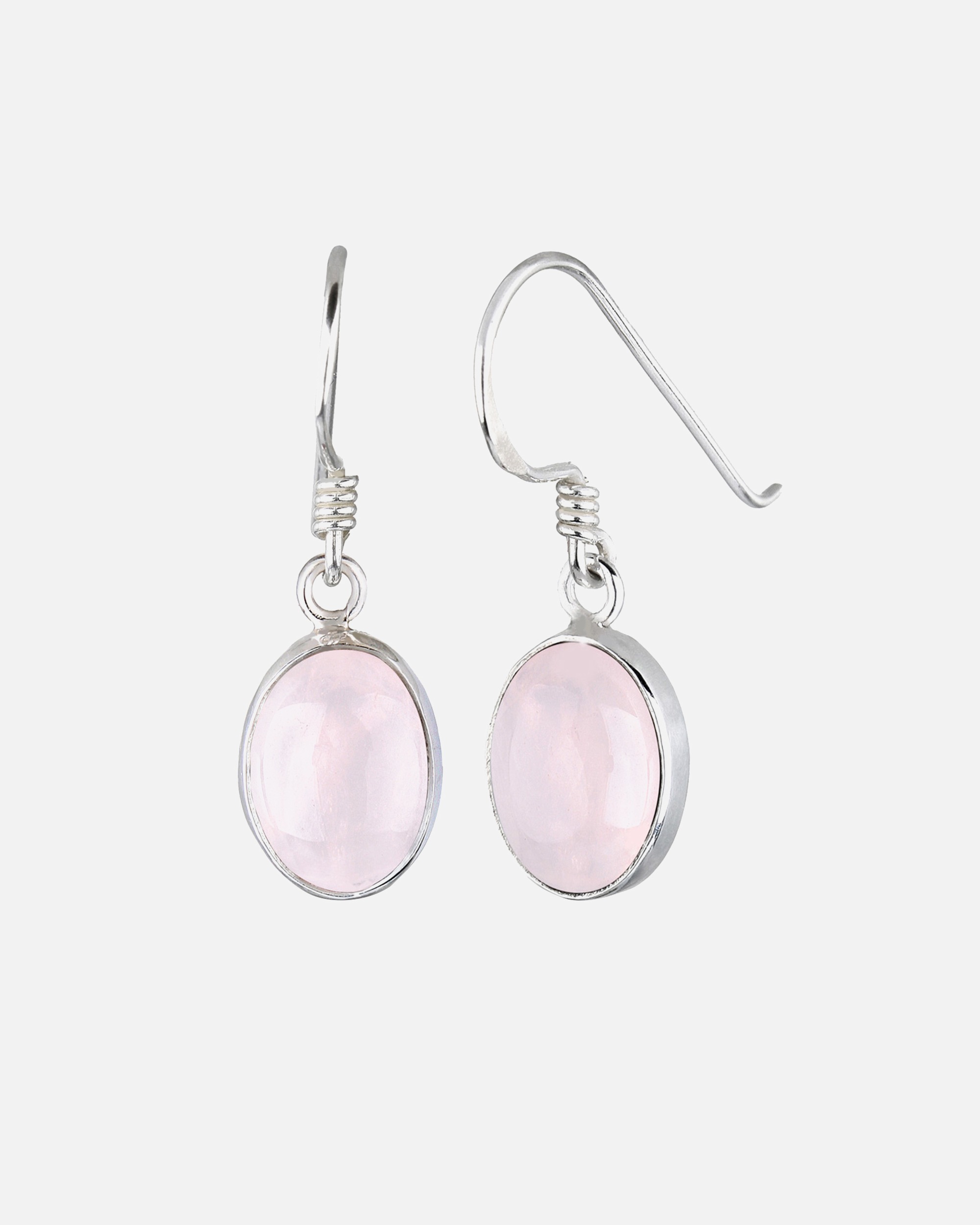 Ohrringe für Weiblich Elli Rosenquarz Basic Elegant Oval 925 Silber OneSize