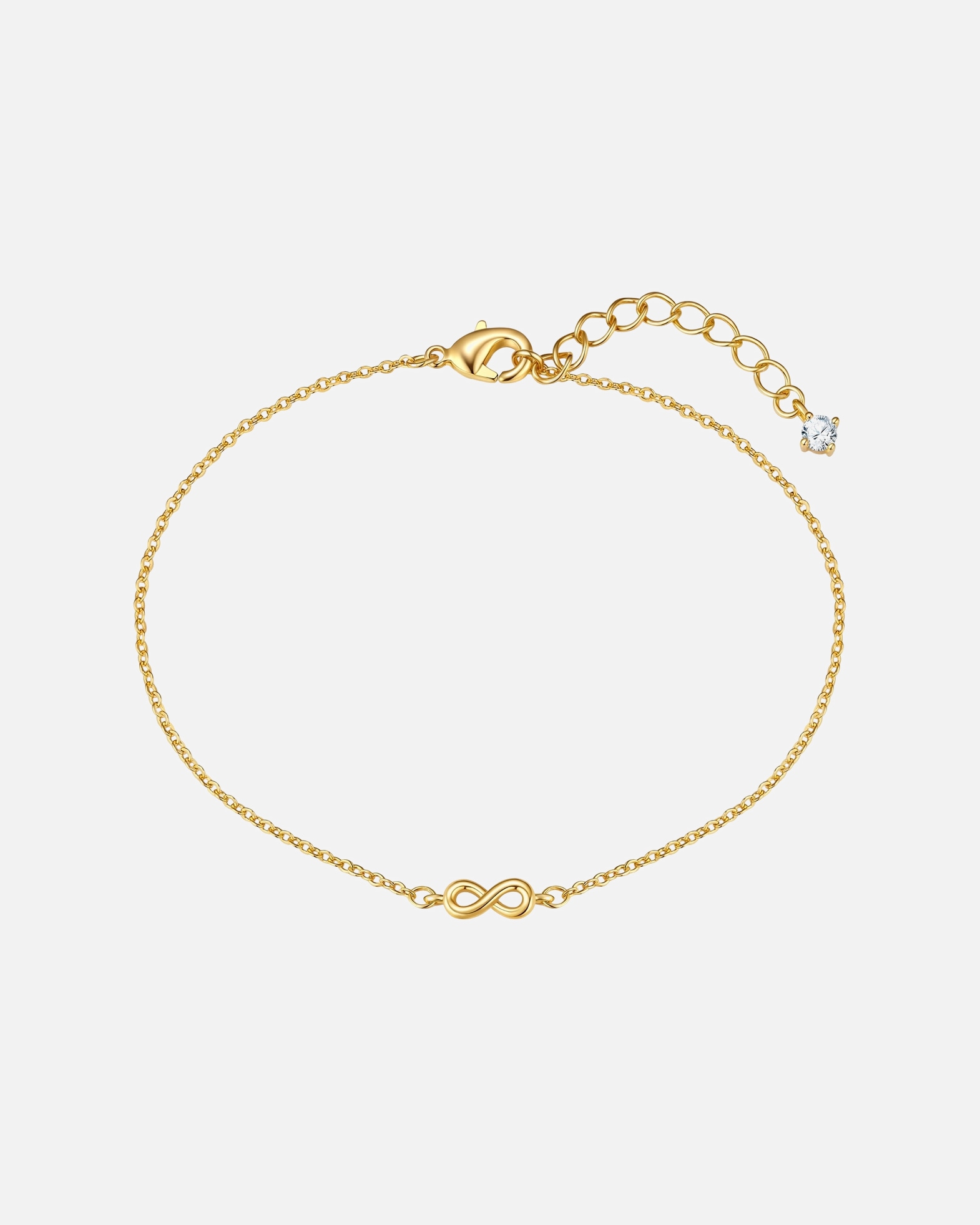 Armband für Weiblich Lulu & Jane Armband Infinity aus Messing in gelbgold mit Zirkonia 17,0 cm Basislänge + 3,0 cm Verlängerung