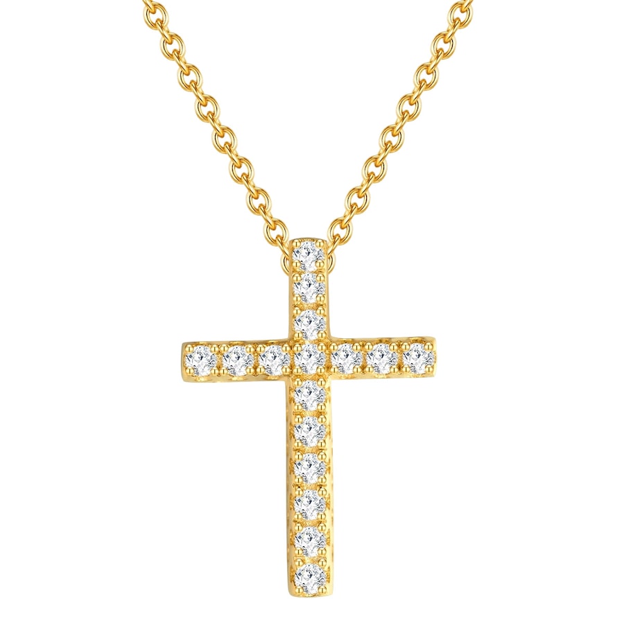 Rafaela Donata Halskette Kreuz Sterling Silber Zirkonia in Gold Damen