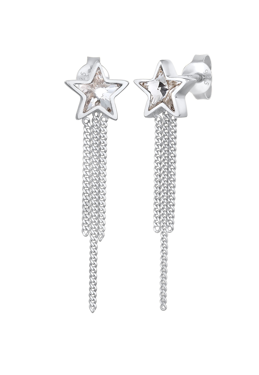 Elli Stern Ketten Look Glamourös 925 Silber, mit Kristallen von Swarovski silberfarben Damen