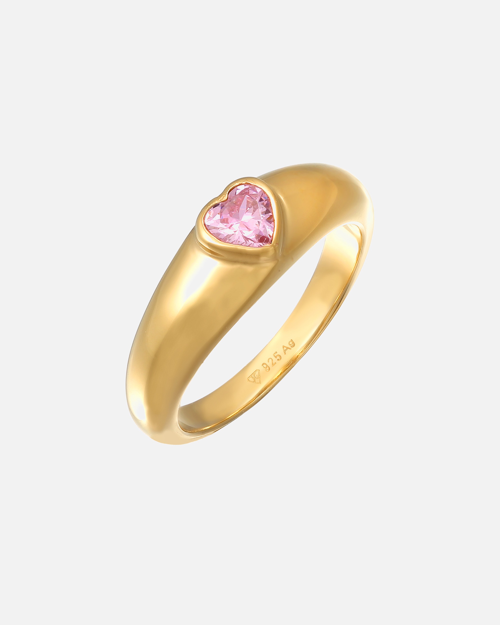 Ring für Weiblich Elli Zirkonia Herz Bandring Liebe 925 Silber vergoldet 46