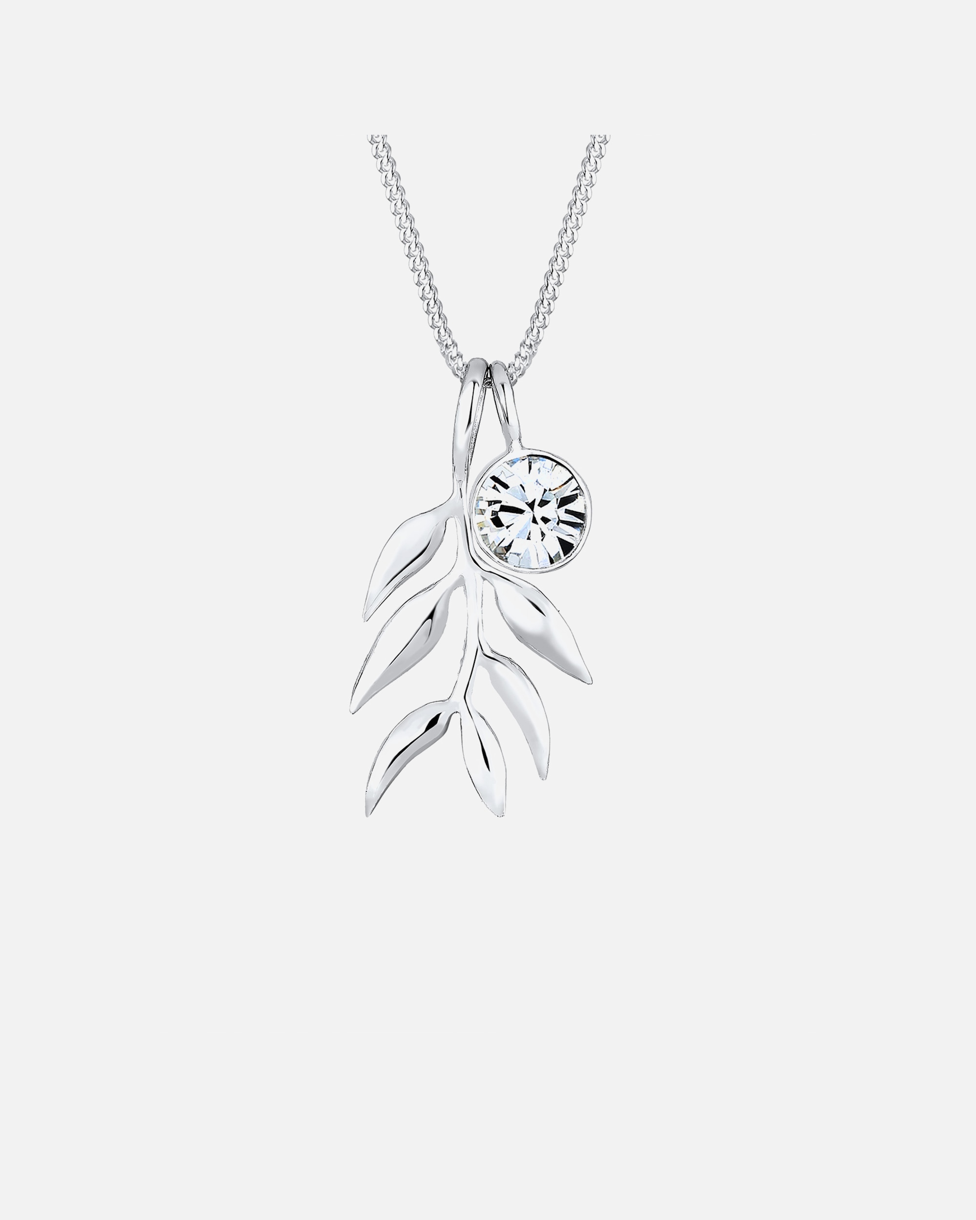 Halskette für Weiblich Elli Olivenblatt Zweig 925 Sterling Silber, mit Kristallen von Swarovski® silberfarben