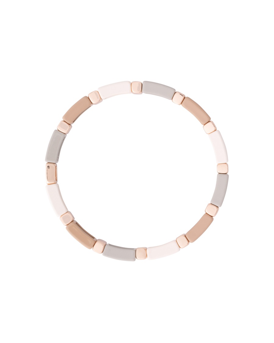 A&C Oslo – Nordic Design Jewellery Armband 'Enamel Tiles Crystal Line' beige Nude Damen
