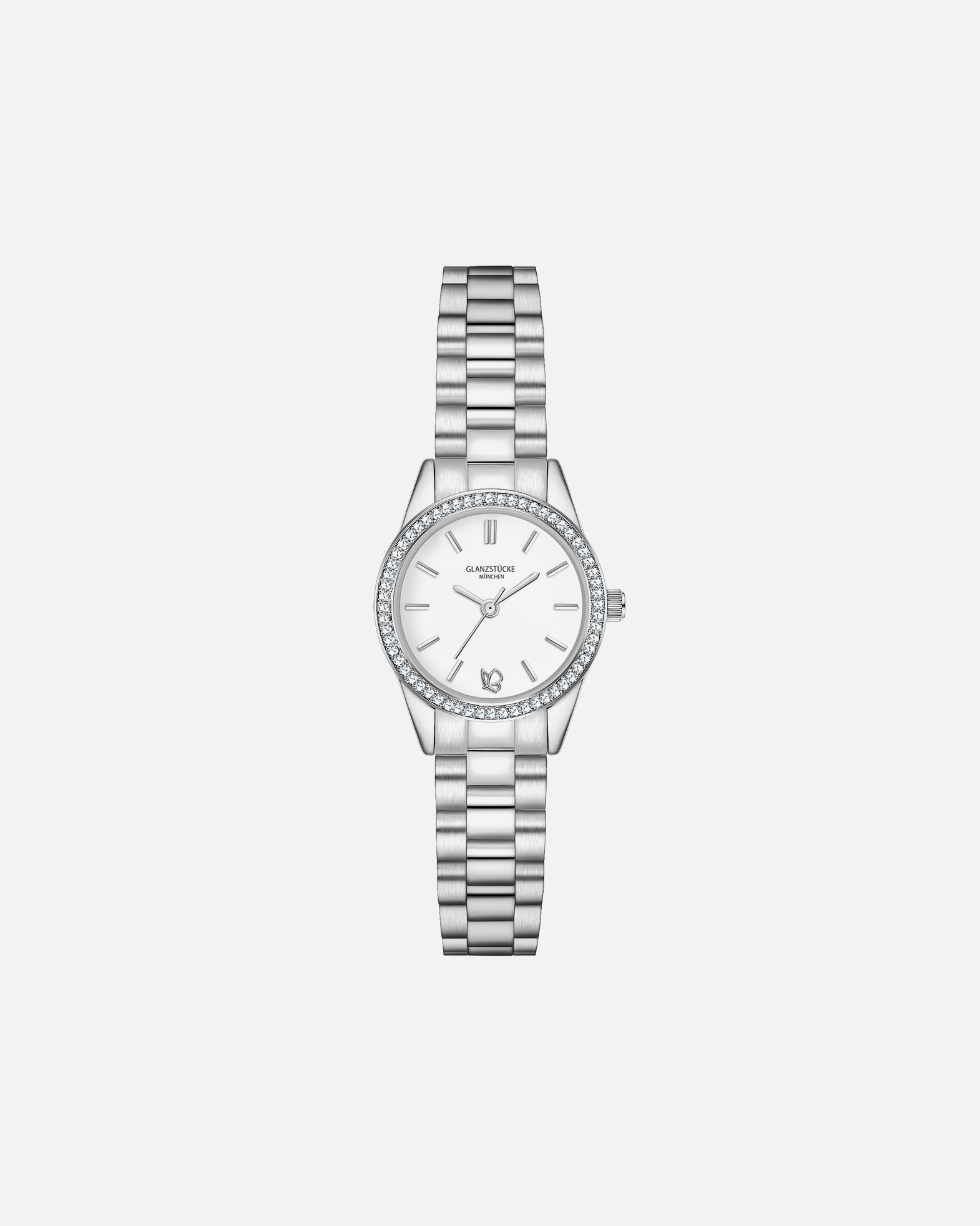 Uhr für Weiblich Glanzstücke München Armband-Uhr aus Edelstahl in silber 25,0 mm